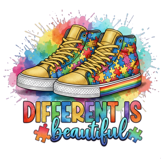 Autism 41 - 15.Rainbow Heart Autism Awareness Design