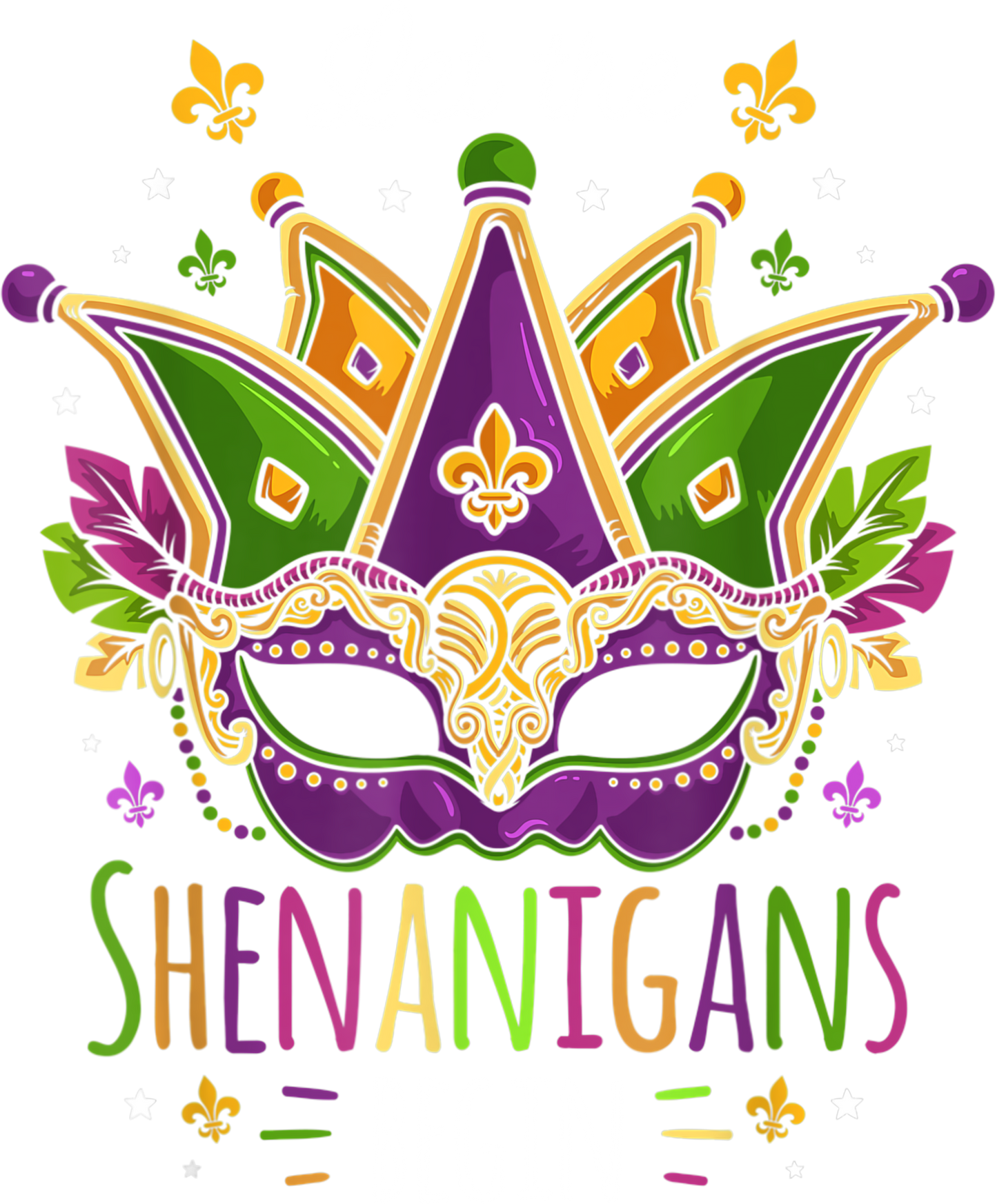 Mardi Gras 587 - Mardi Gras Costume Let The Shenanigans Begin Mask T Shirt