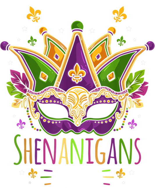 Mardi Gras 587 - Mardi Gras Costume Let The Shenanigans Begin Mask T Shirt