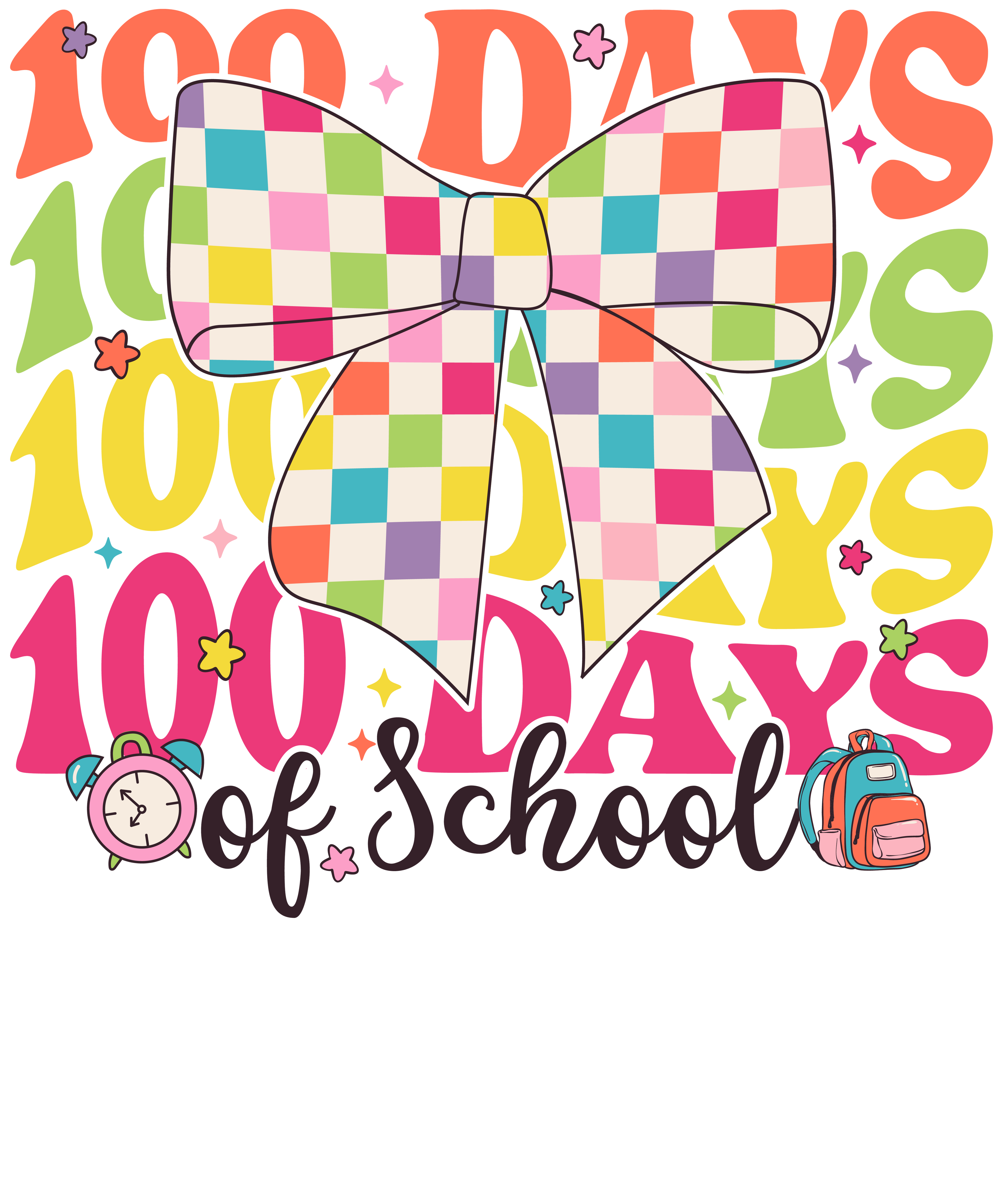 Back to School 7 - 100 Day Checked Colourful Design300