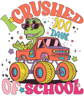 Back to School 339 - I Crushed 100 Days Of School Dinosaur Monster Truck Boy Back To School T Shirt Png300