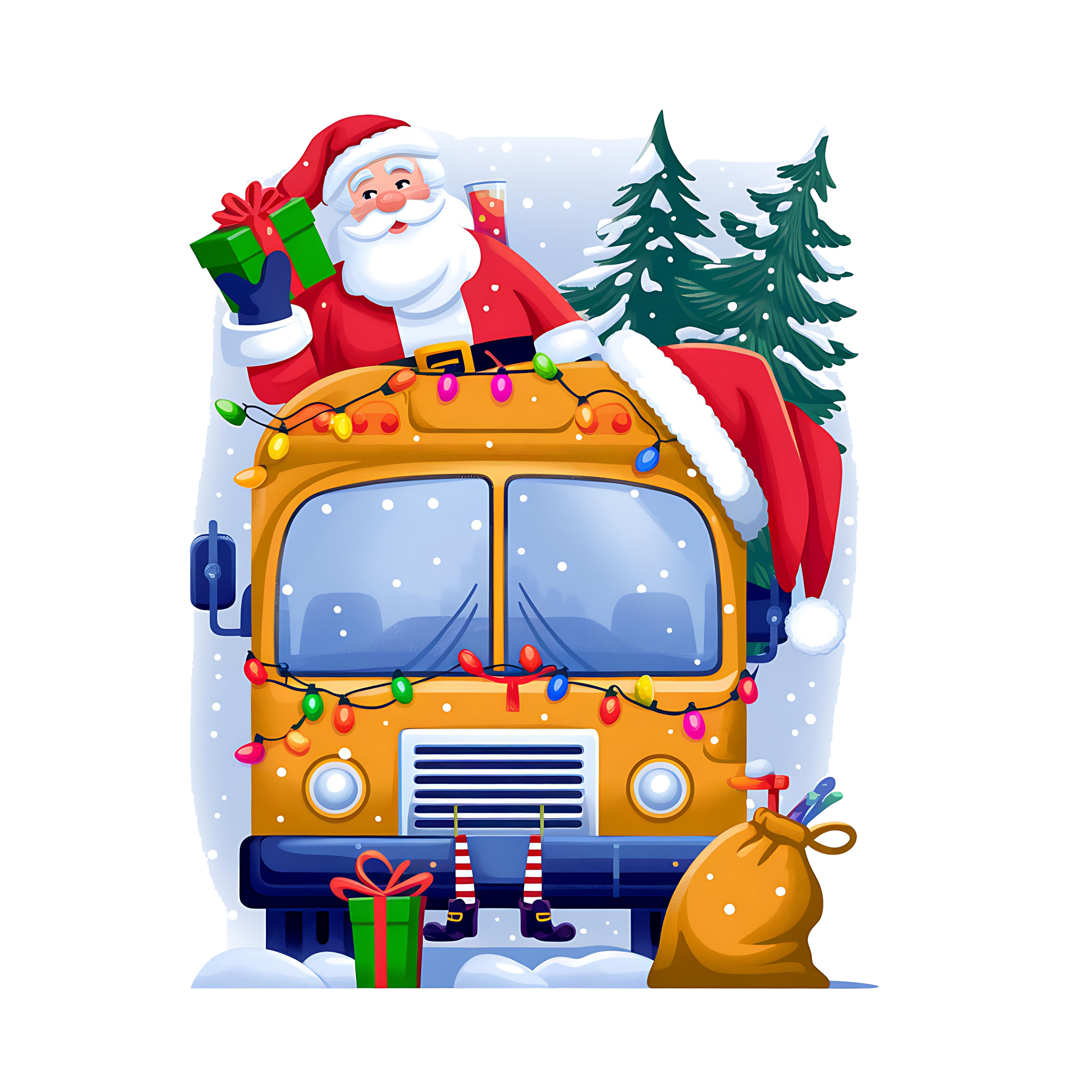 Back to School 307 - Christmas School Bus With Santa