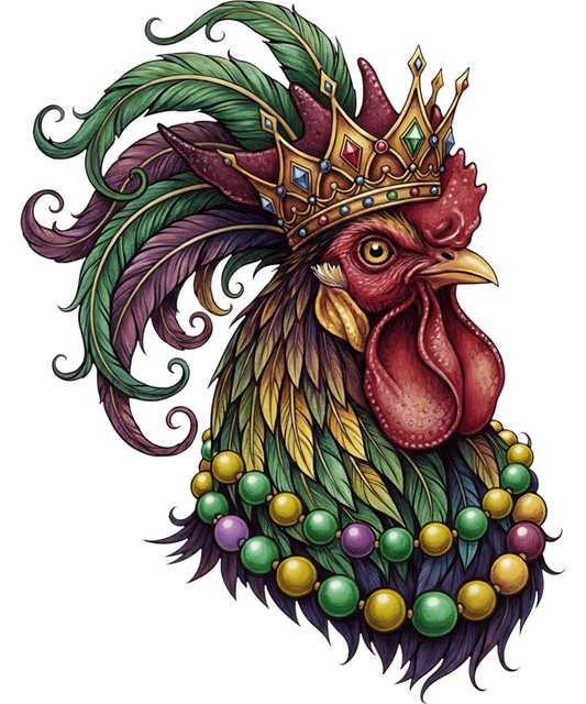 Mardi Gras 424 - Funny Mardi Gras Rooster Mask Beads New Orleans Carnival Sweatshirt