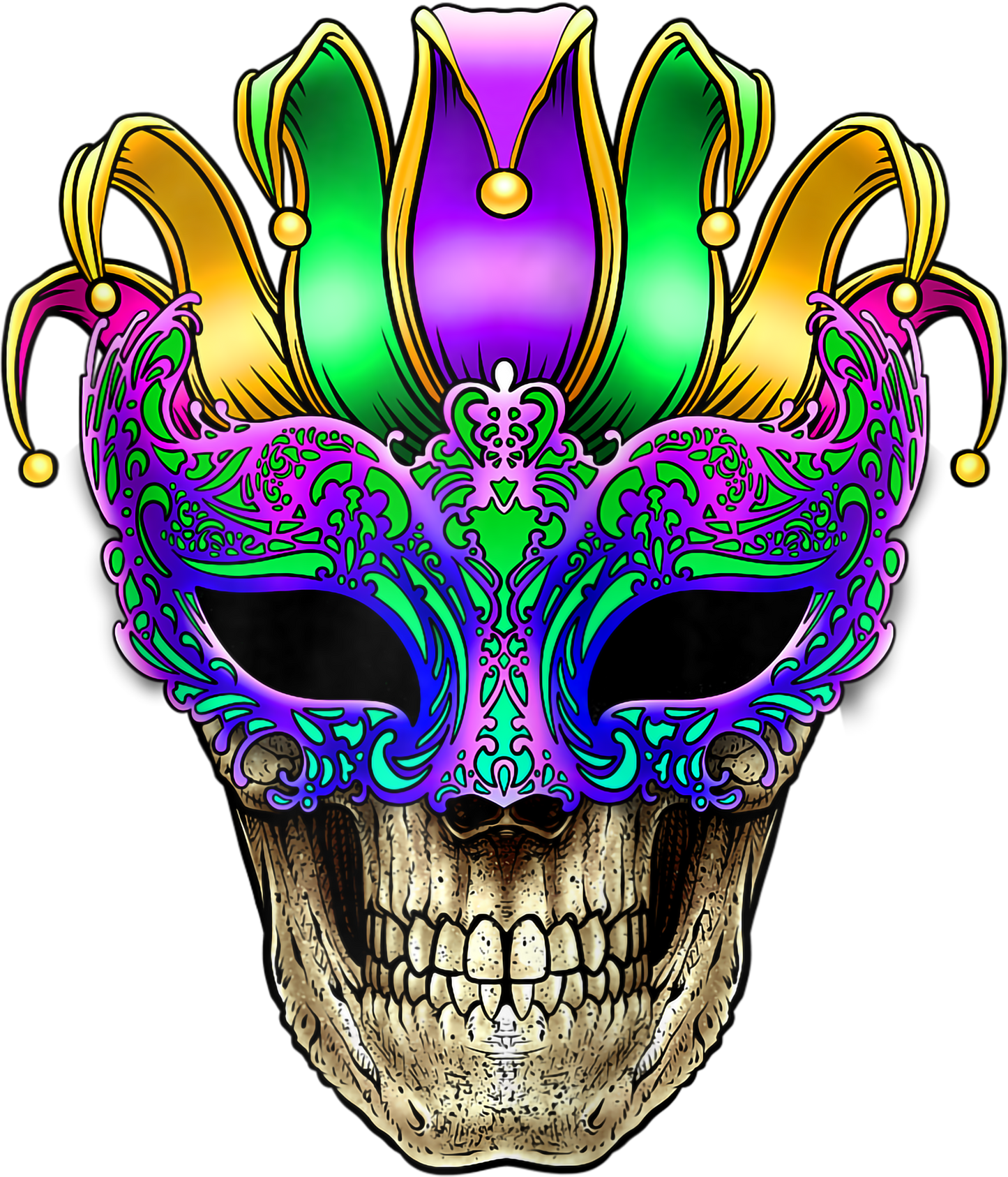 Mardi Gras 667 - Mardi Gras Skull Mask New Orleans Louisiana (Back Design) Zip Hoodie