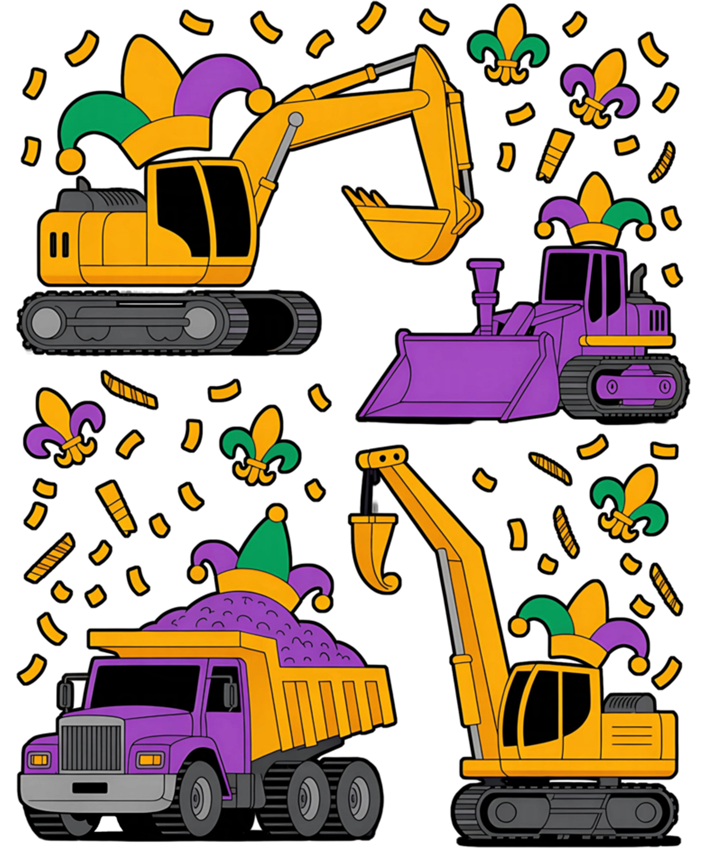 Mardi Gras 352 - Cute Mardi Gras Construction Truck Vehicle Boys Kids Toddler Sweatshirt