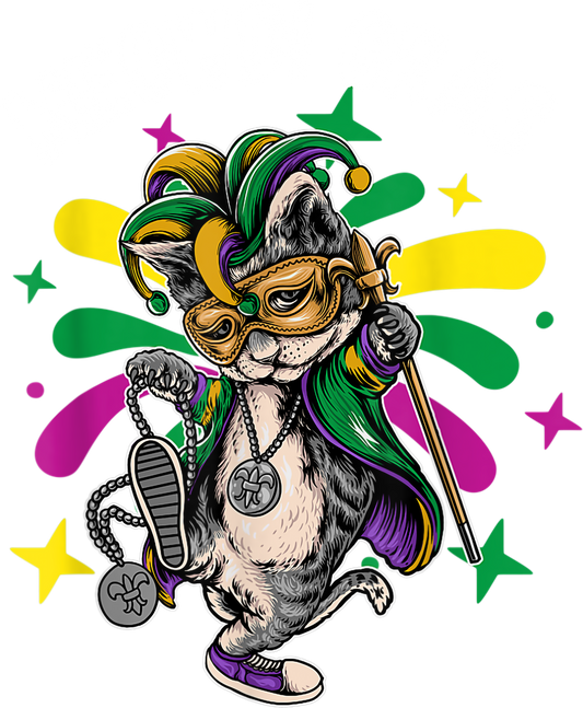 Mardi Gras 836 - Meowdi Mardi Gras Cat Kitty Lover Kitten Owner Mask Beads T Shirt