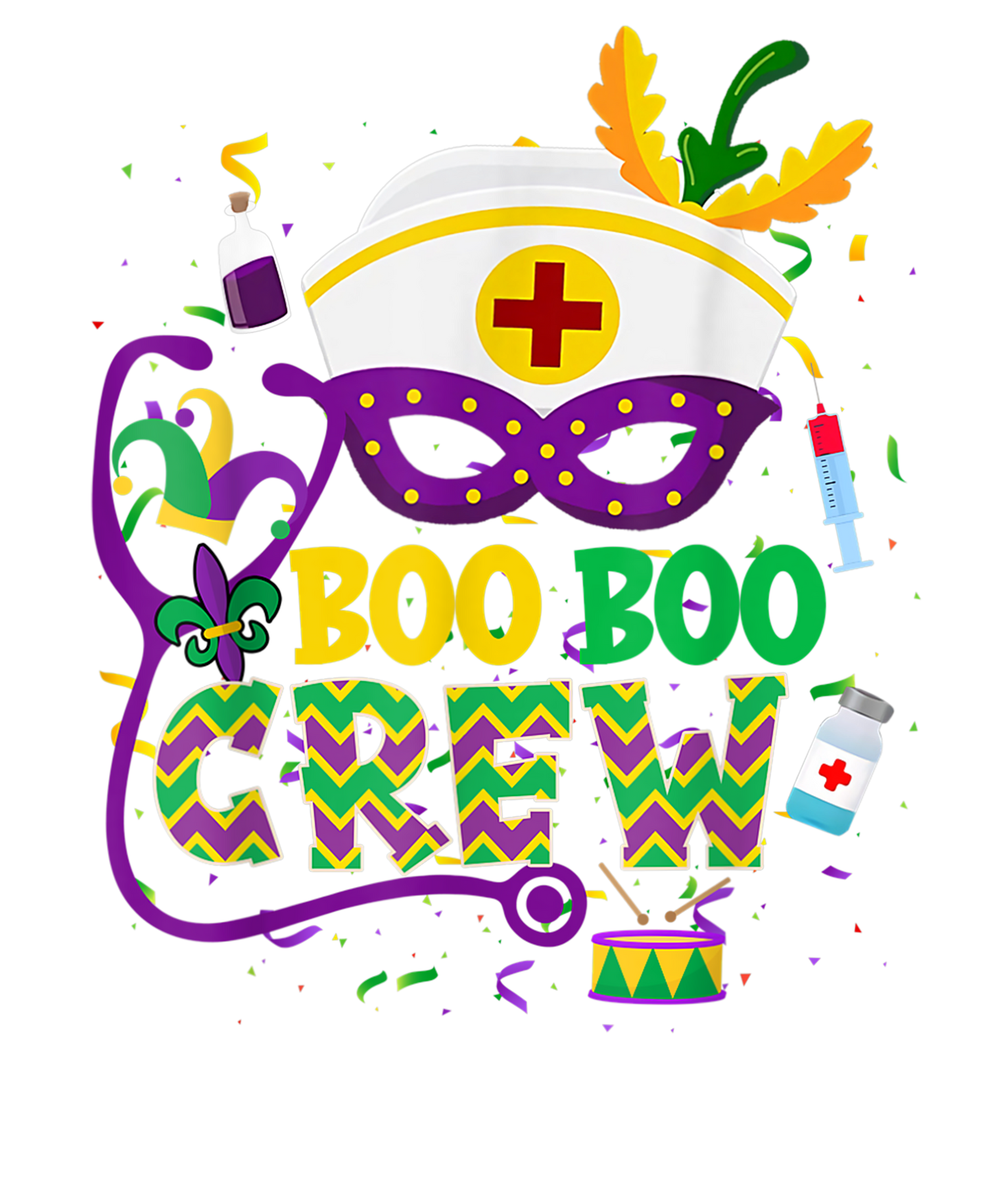 Mardi Gras Mask Boo Boo Crew Nurse, Mardi Gras