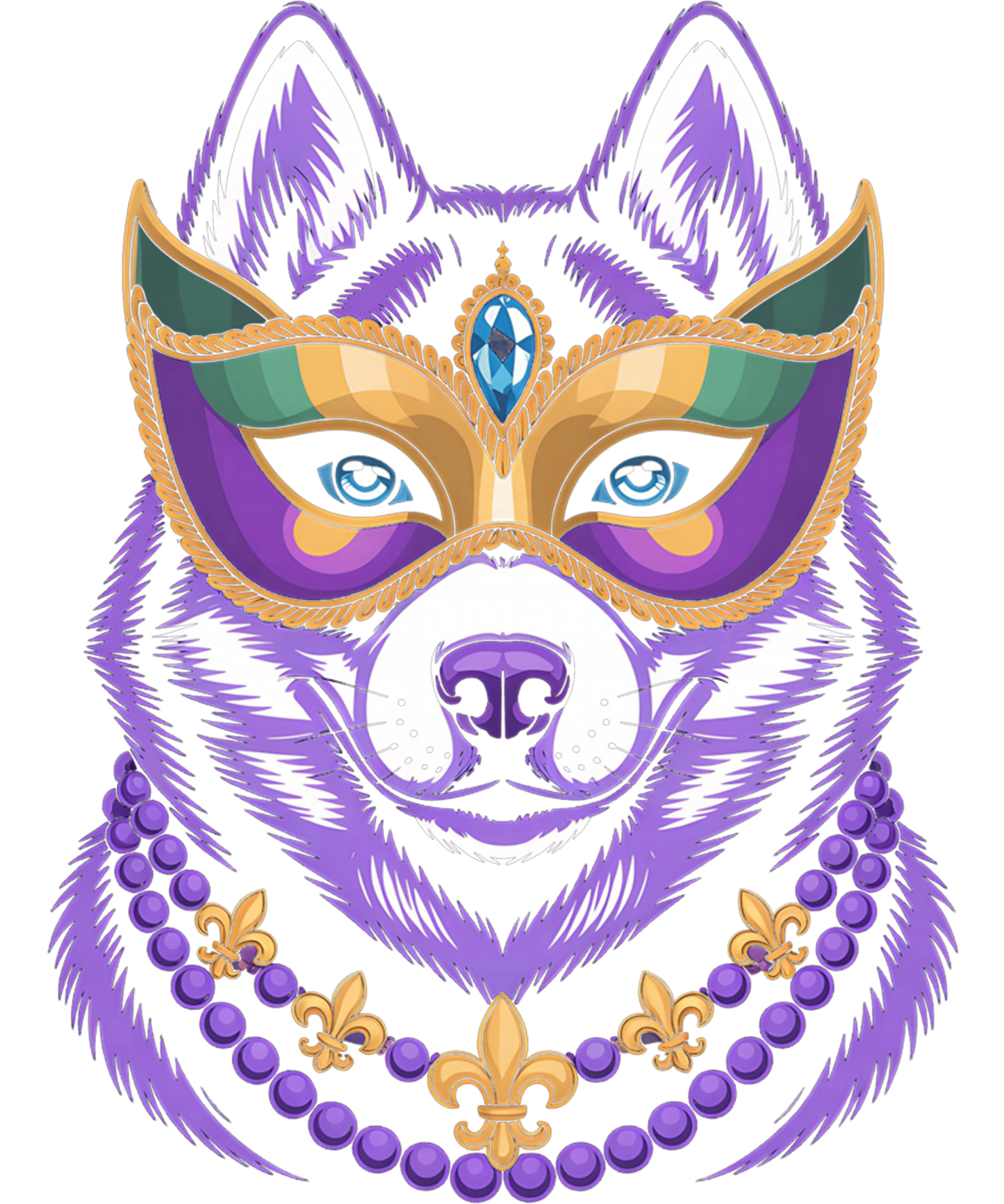 Mardi Gras 564 - Mardi Gras Bead Siberian Husky Dog Festival Carnival Tee Sweatshirt