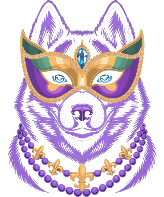 Mardi Gras 564 - Mardi Gras Bead Siberian Husky Dog Festival Carnival Tee Sweatshirt