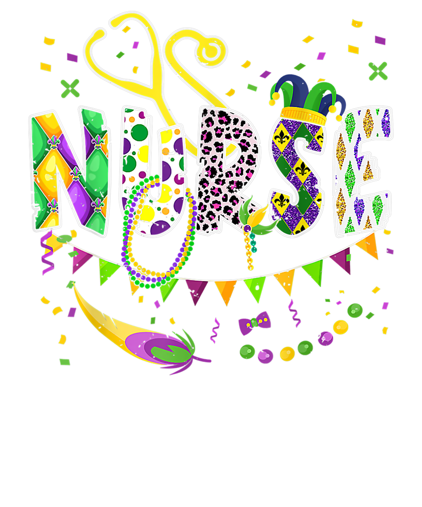 Nurse Mardi Gras Scrub Top RN ICU PACU NICU ER CNA a