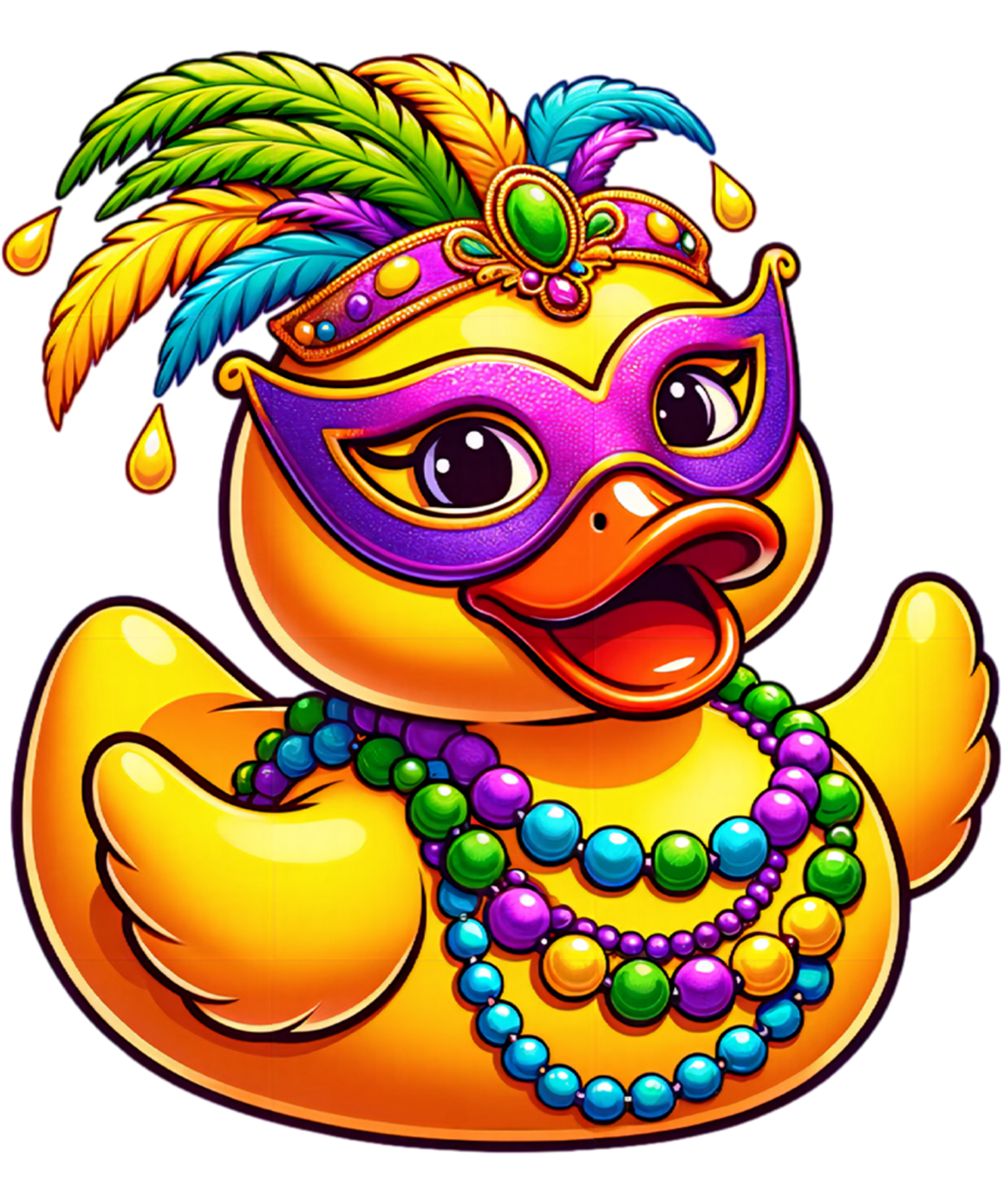 Mardi Gras 611 - Mardi Gras Duck Wearing Mardi Gras Costume Beads Mask Sweatshirt
