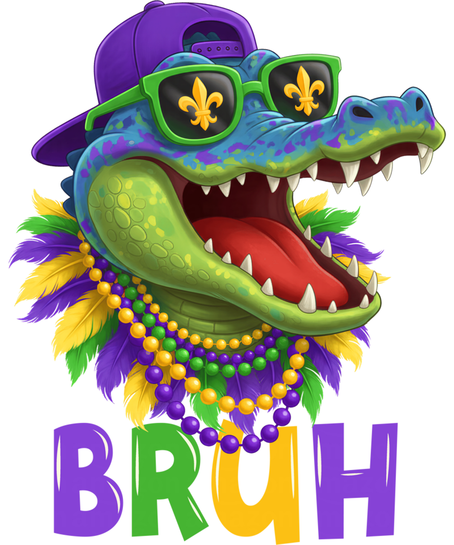 Mardi Gras 312 - Bruh Mardi Gras Costume Teens Boys Kids Mardigator Alligator Sweatshirt