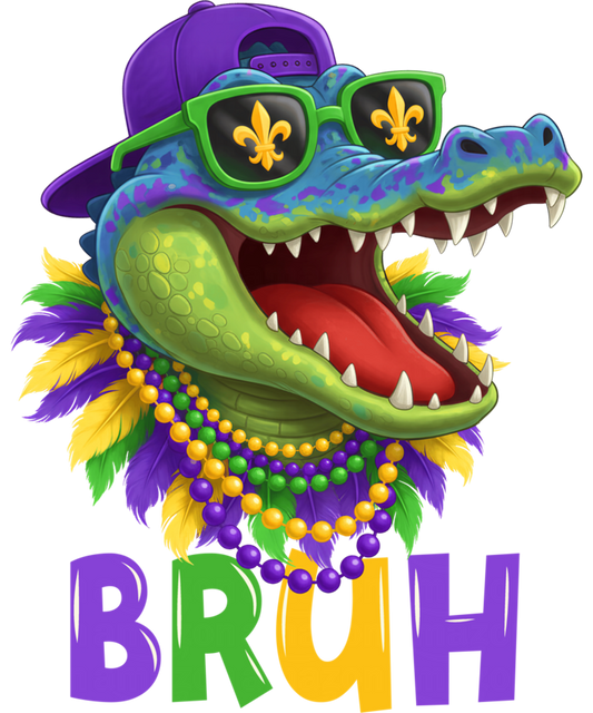 Mardi Gras 312 - Bruh Mardi Gras Costume Teens Boys Kids Mardigator Alligator Sweatshirt