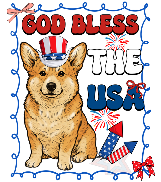 4th of July 417 - Or 02062025 Nhuy God Bless The Usa Funny Corgi 4th Of July America Frame Style