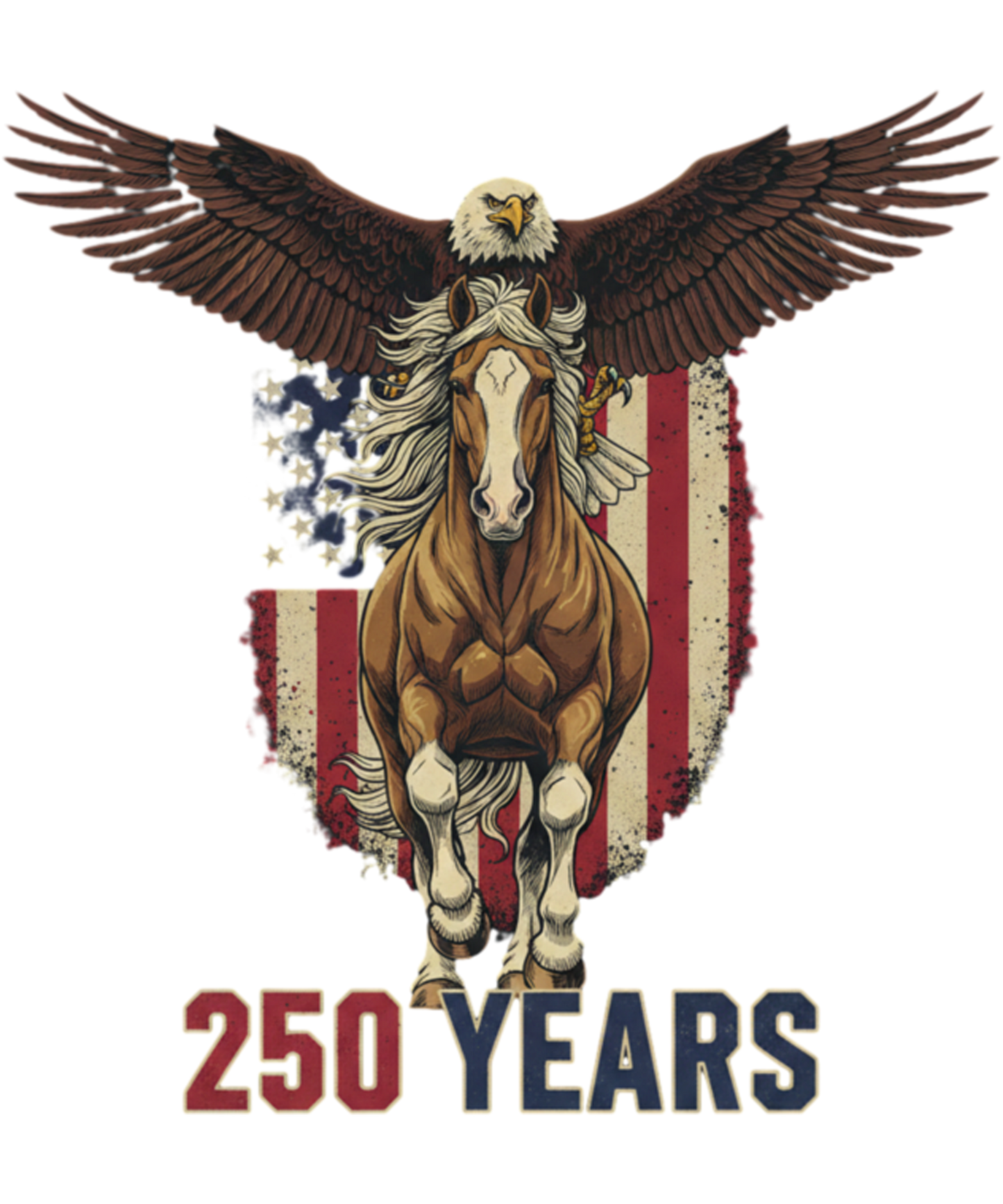 4th of July 548 - Usa 250th Anniversary Bald Eagle & Clydesdale Long Sleeve T Shirt