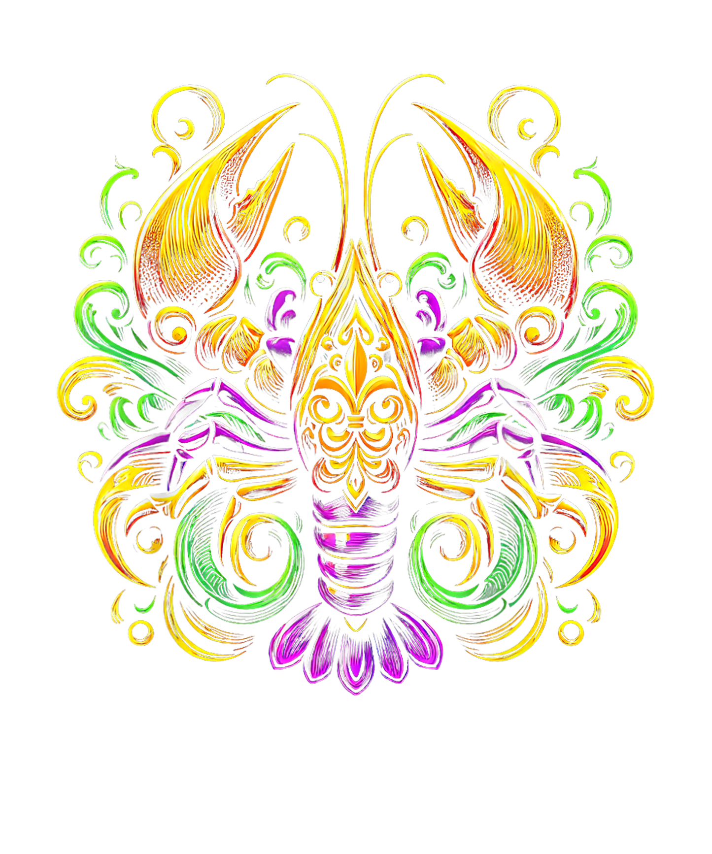 Mardi Gras 593 - Mardi Gras Crawfish Shirt Jester Hat Bead New Orleans T Shirt