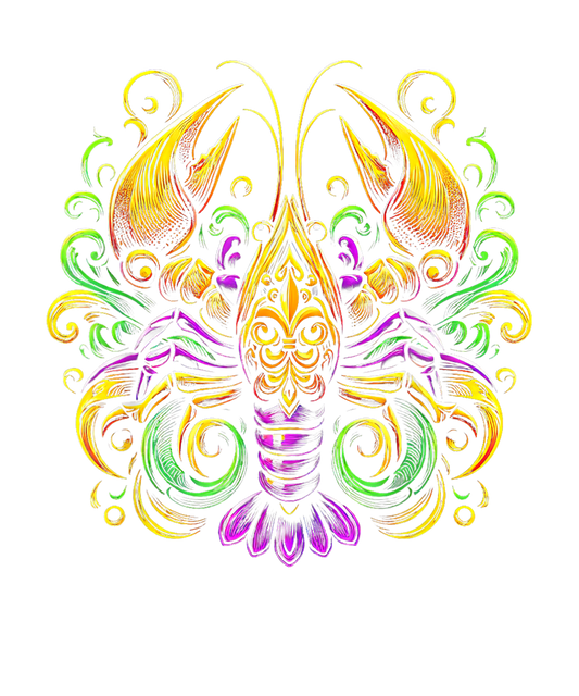Mardi Gras 593 - Mardi Gras Crawfish Shirt Jester Hat Bead New Orleans T Shirt