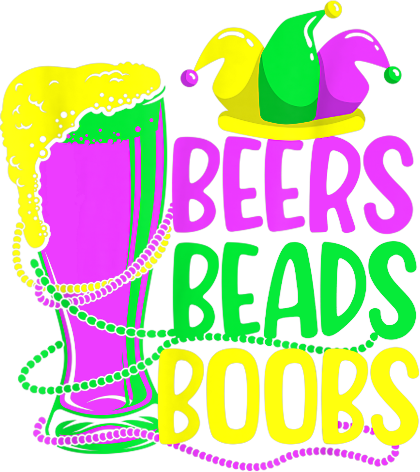 Mardi Gras 538 - Louisiana Beers Beads Boobs Mardi Gras Carnival Costume T Shirt