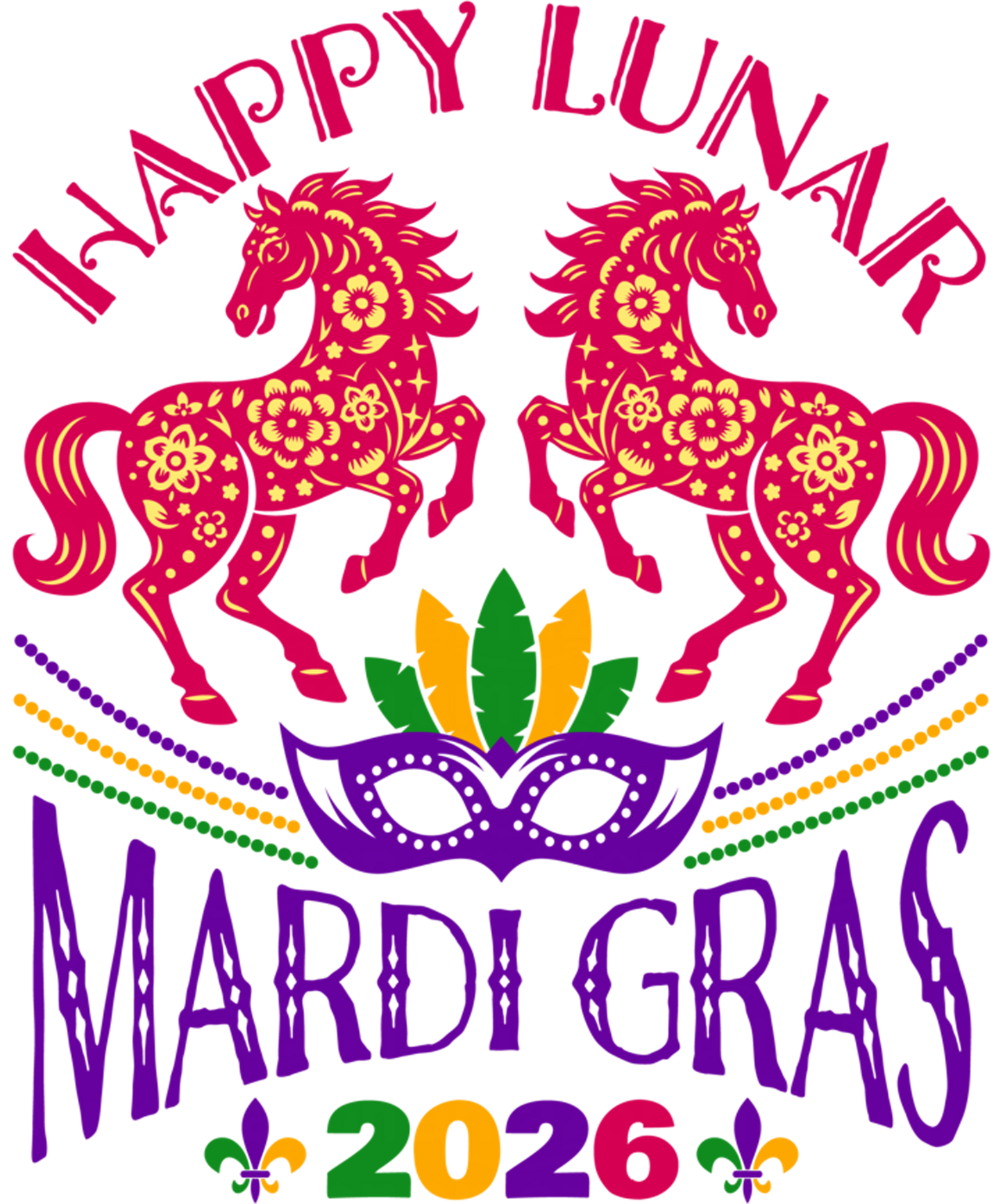 Mardi Gras 442 - Happy Lunar Mardi Gras 2026 Chinese New Year Sweatshirt