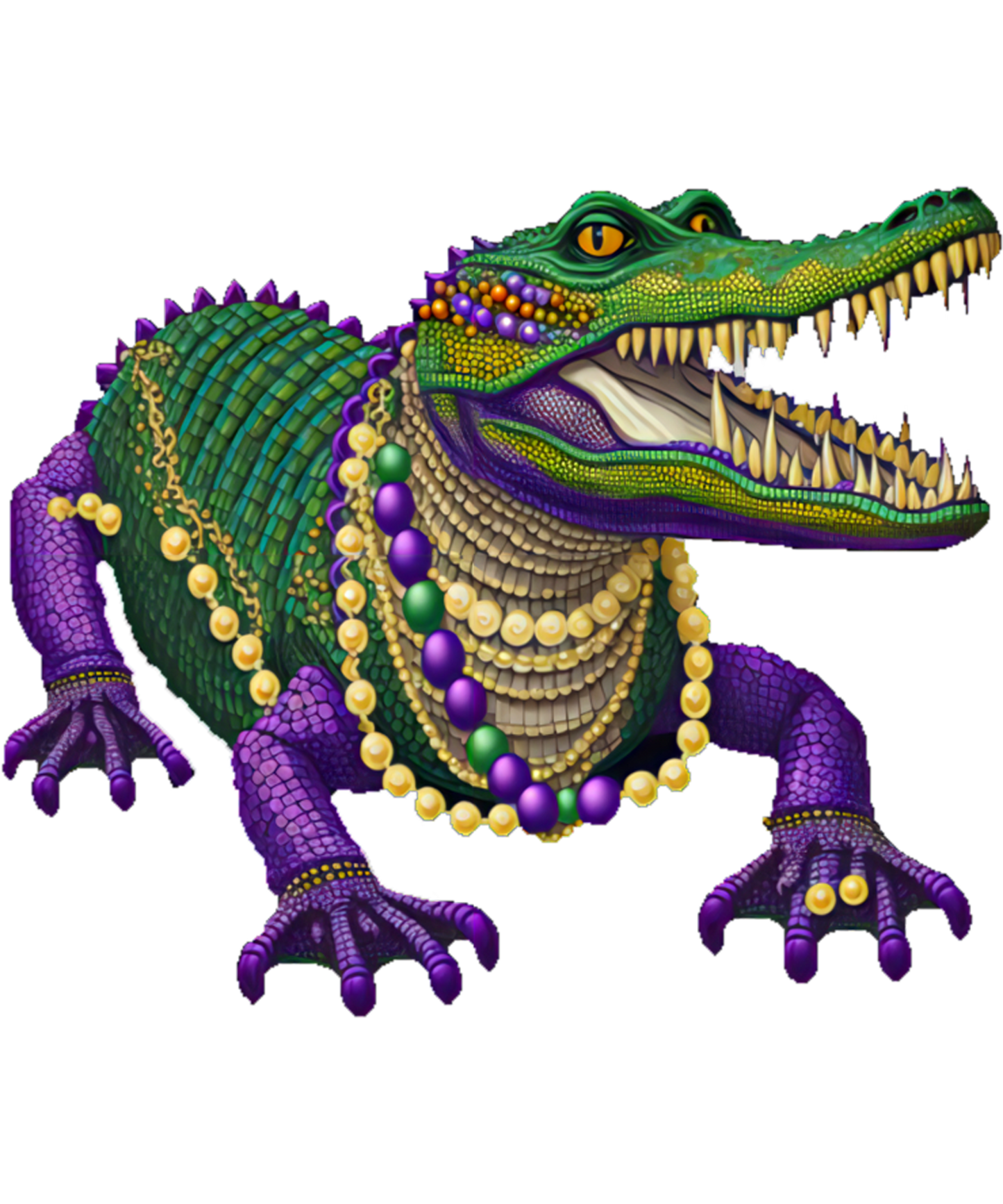 Mardi Gras 557 - Mardi Gras Alligator Wearing Beads Party Parade Sweatshirt