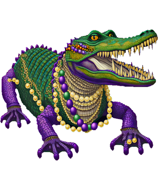 Mardi Gras 557 - Mardi Gras Alligator Wearing Beads Party Parade Sweatshirt