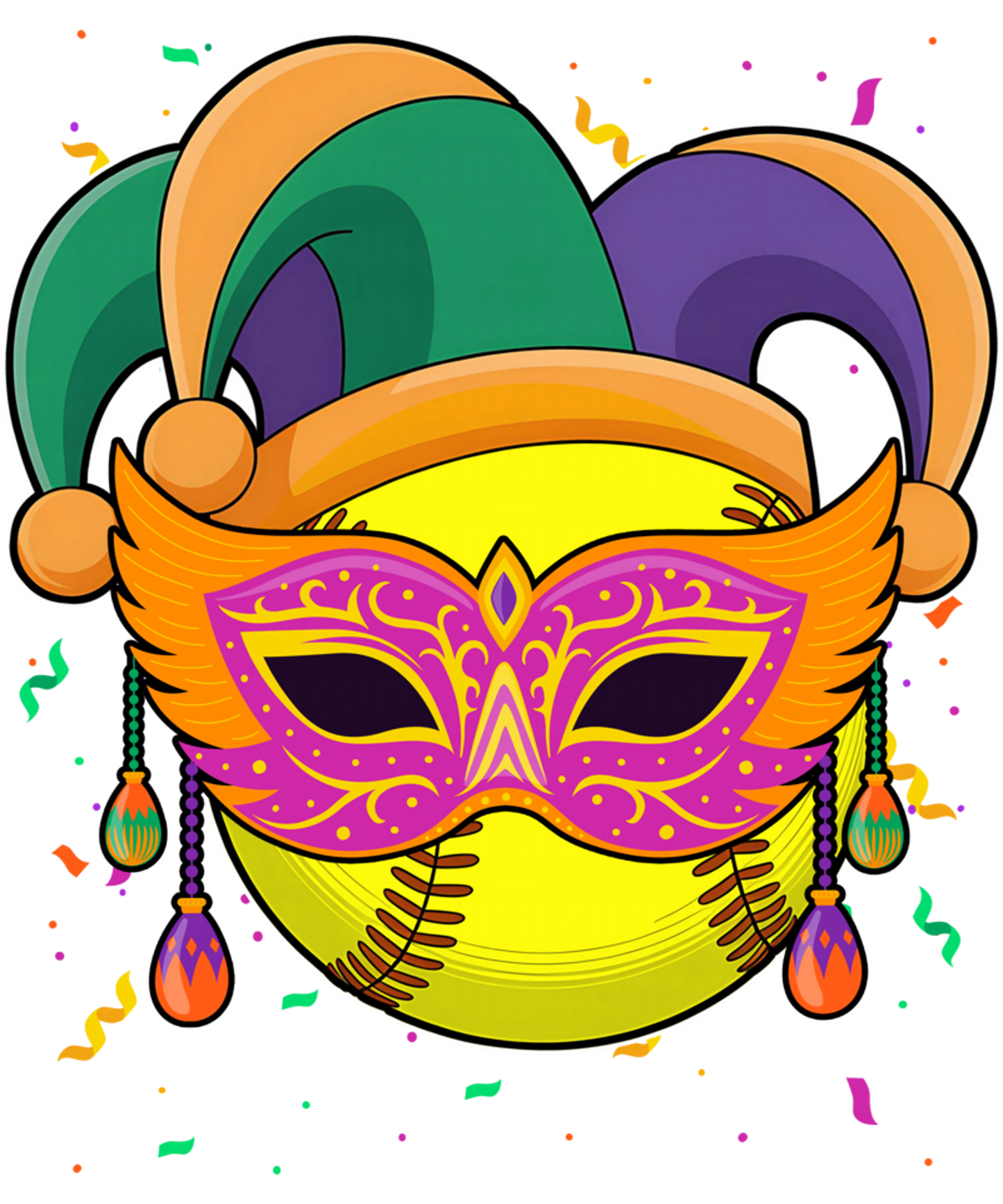 Mardi Gras 1013 - Softball Mardi Gras Jester Hat Costume Carnival Women Men Sweatshirt
