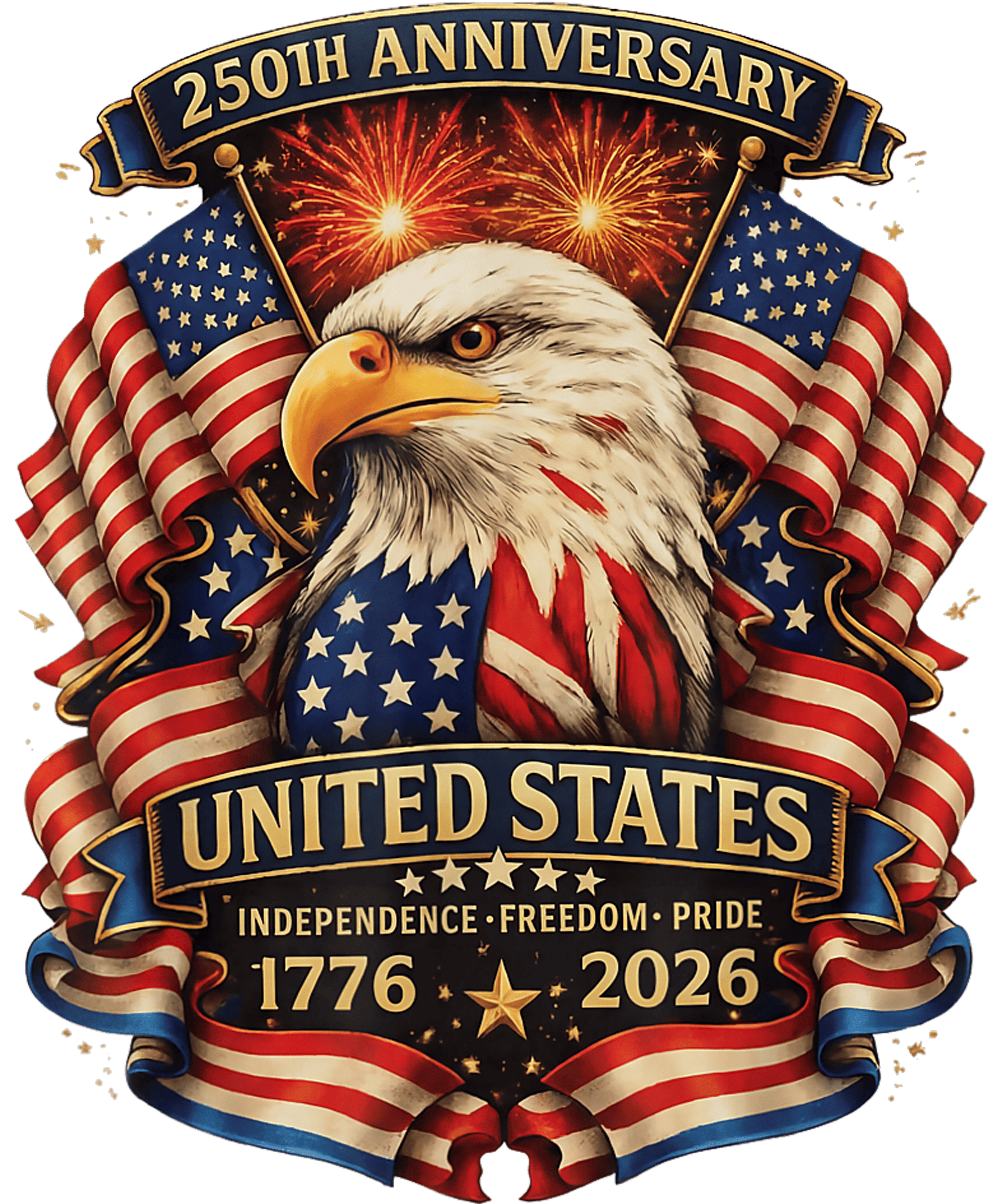 4th of July 551 - Usa Independence 250th Anniversary 1776 2026 Patriotic Eagle T Shirt (2)