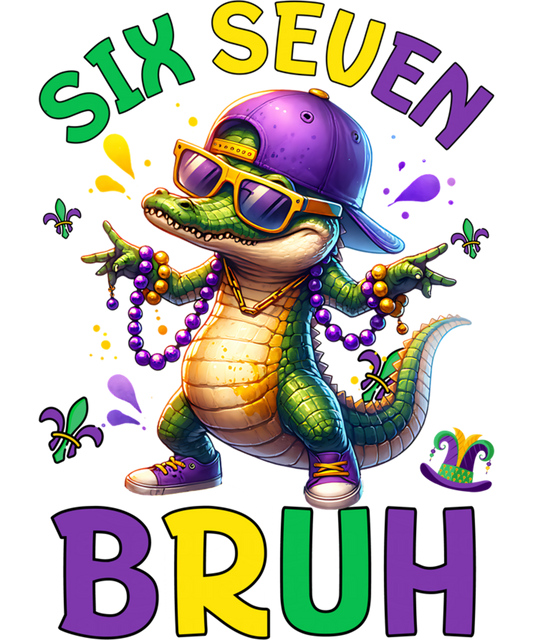 Mardi Gras 311 - Bruh 67 Mardi Gras Alligator Six Seven 6 7 Boys Mardi Gras Sweatshirt