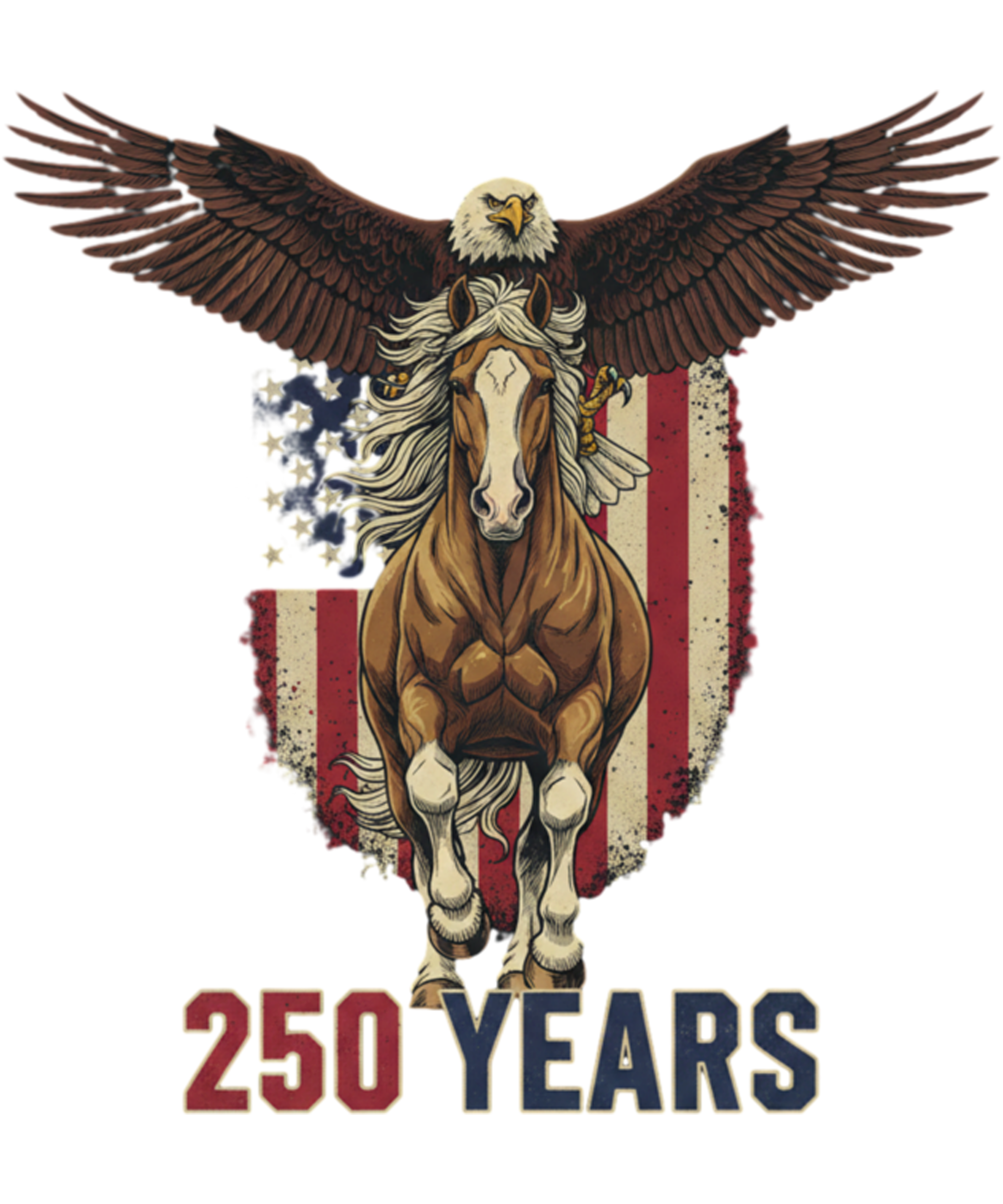 4th of July 548 - Usa 250th Anniversary Bald Eagle & Clydesdale Long Sleeve T Shirt