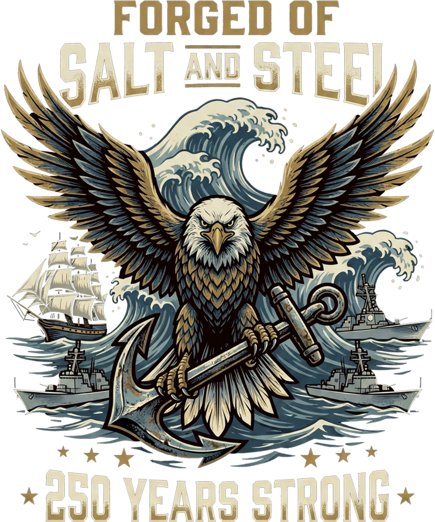 4th of July 356 - Forged Of Salt And Steel U.S. Naval Ships 250th Anniversary Sweatshirt